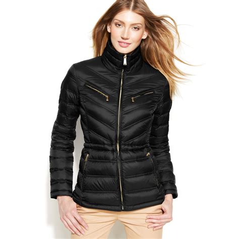 michael kors packable quilted black jacket|Michael Kors anorak jacket women.